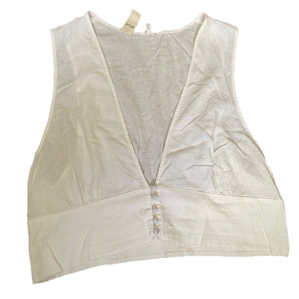 Aerie White Sleeveless Linen Blend Woman’s V-neck Crop Top XXL